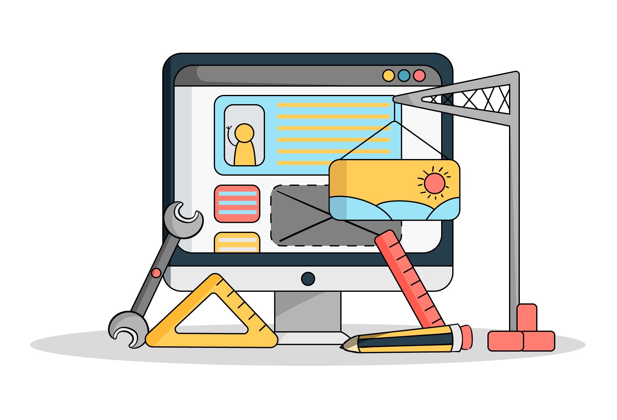 Costruzione di un sito web immaginata in modo stilizzato - FRdigital
